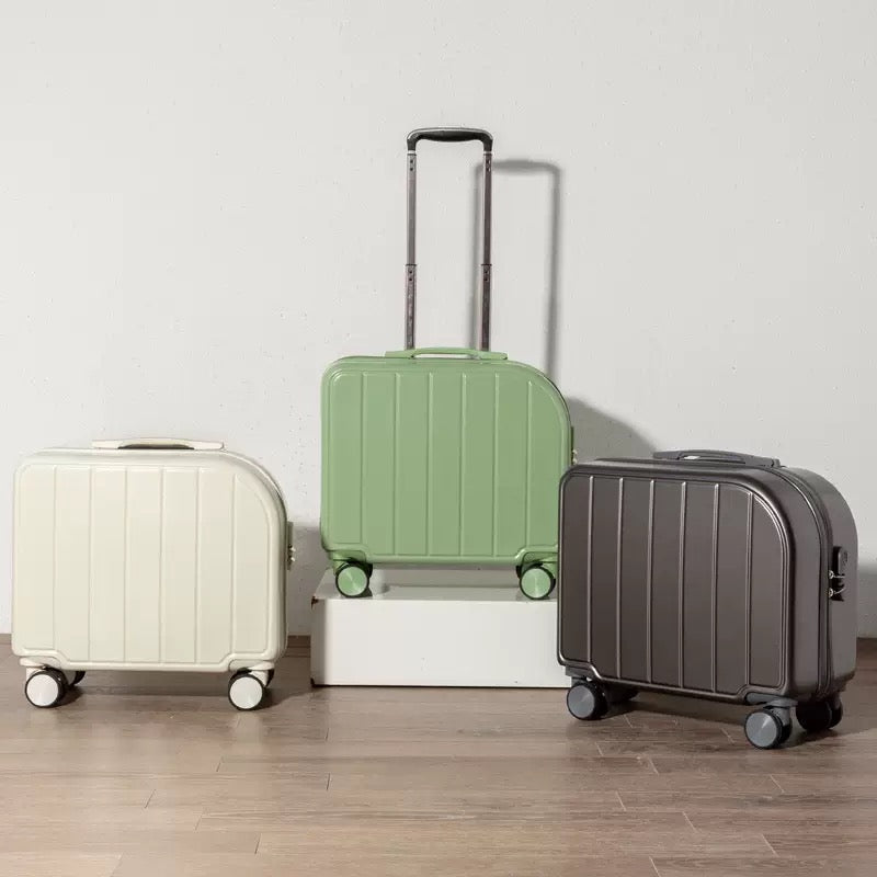 Portable mini carry-on suitcase! Lovely pastel colors, quiet wheels, perfect for short trips.