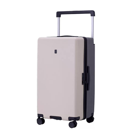 Premium two-tone luggage with wide trolley handle, minimalist sleek design, smooth silent wheels, stylish & functional for travel.