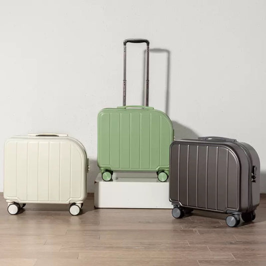 Portable mini carry-on suitcase! Lovely pastel colors, quiet wheels, perfect for short trips.