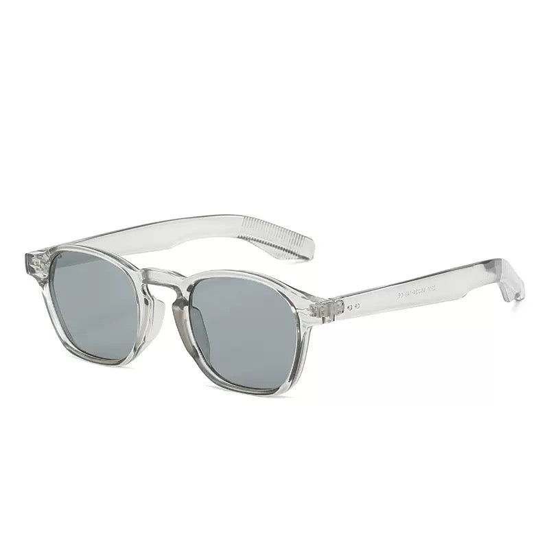 Transparent Light Grey Square Sunglasses, Minimalist Casual Shades