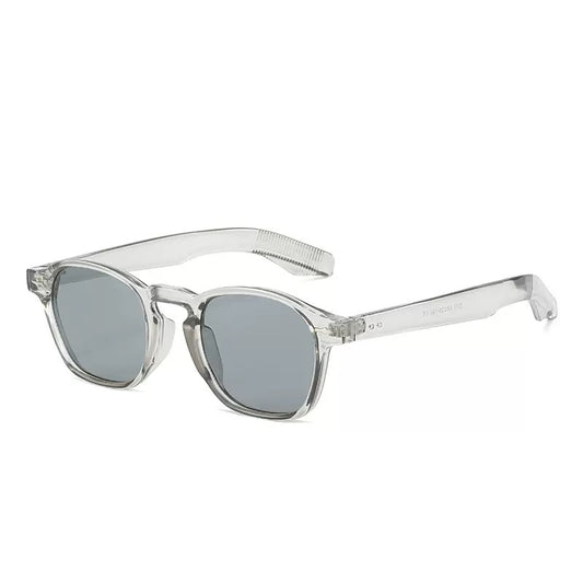 Transparent Light Grey Square Sunglasses, Minimalist Casual Shades
